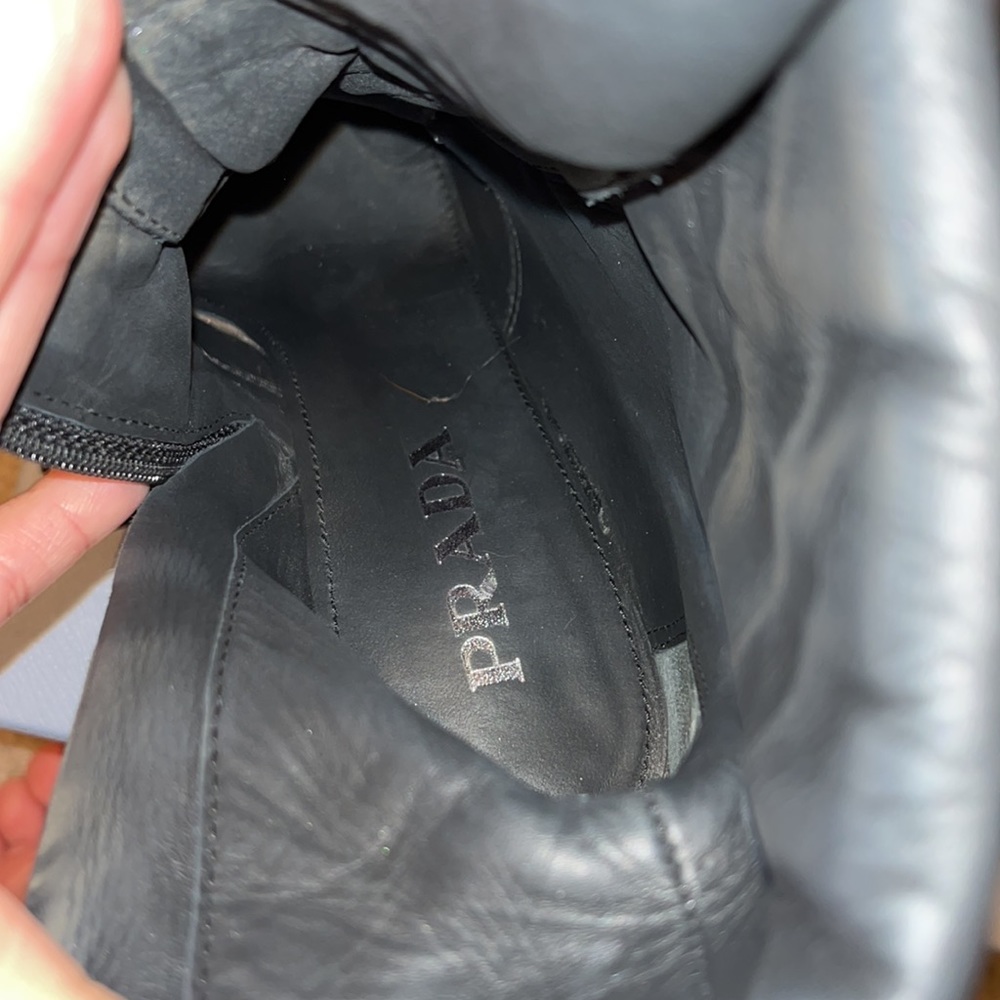 Prada Black Leather Lace-Up Platform Ankle Boots - Picture 8 of 9